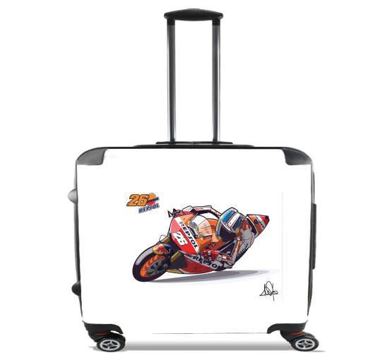  Dani Pedrosa Moto GP Cartoon Art for Wheeled bag cabin luggage suitcase trolley 17" laptop