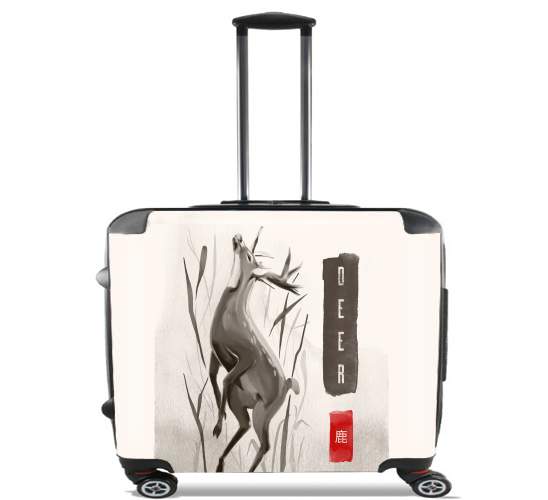  Deer Japan watercolor art for Wheeled bag cabin luggage suitcase trolley 17" laptop