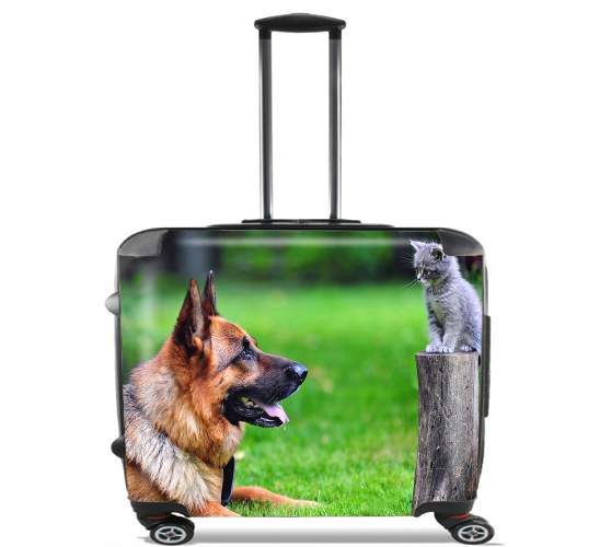  German shepherd with cat for Wheeled bag cabin luggage suitcase trolley 17" laptop