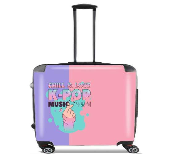  Hand Drawn Finger Heart Chill Love Music Kpop for Wheeled bag cabin luggage suitcase trolley 17" laptop
