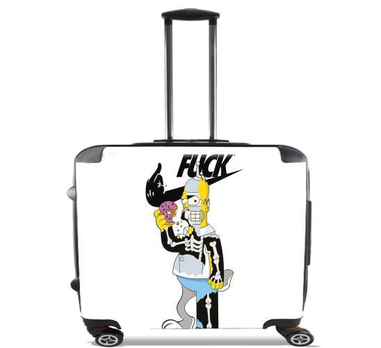  Home Simpson Parodie X Bender Bugs Bunny Zobmie donuts for Wheeled bag cabin luggage suitcase trolley 17" laptop