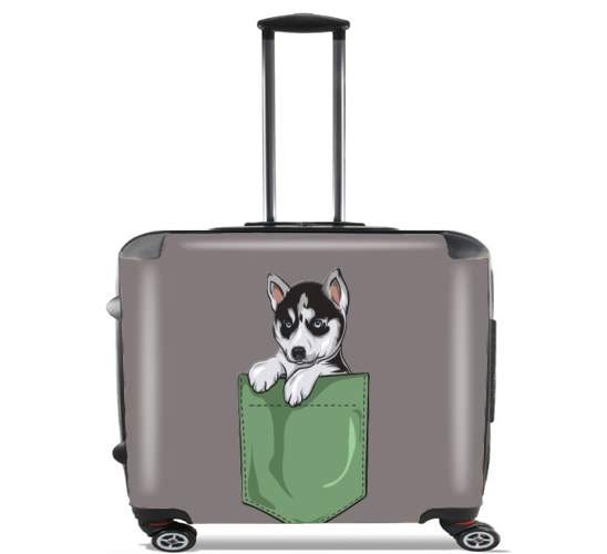  Husky Dog in the pocket for Wheeled bag cabin luggage suitcase trolley 17" laptop