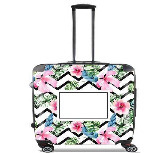  Initial Chevron Flower Name for Wheeled bag cabin luggage suitcase trolley 17" laptop