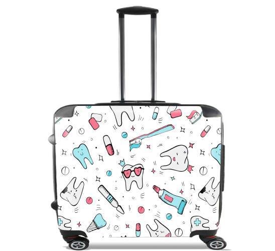  Seamless dental pattern with teeth toothpaste for Wheeled bag cabin luggage suitcase trolley 17" laptop