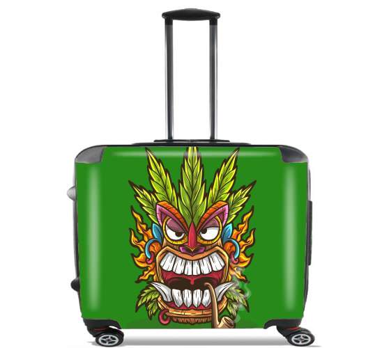  Tiki mask cannabis weed smoking for Wheeled bag cabin luggage suitcase trolley 17" laptop