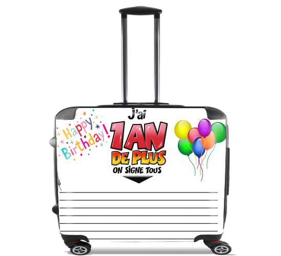  Un An de plus Cadeau anniversaire a dedicacer for Wheeled bag cabin luggage suitcase trolley 17" laptop
