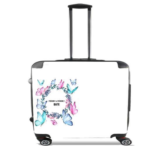  Watercolor Butterfly wedding invitation for Wheeled bag cabin luggage suitcase trolley 17" laptop
