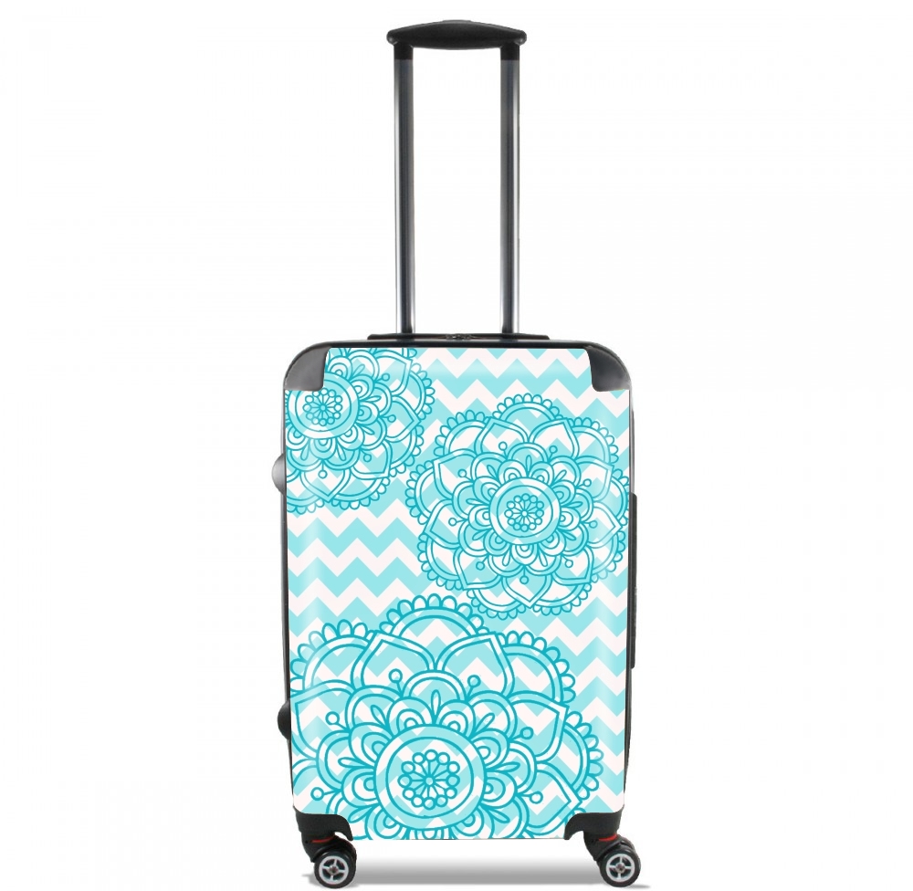  aqua chevrons and flowers for Lightweight Hand Luggage Bag - Cabin Baggage