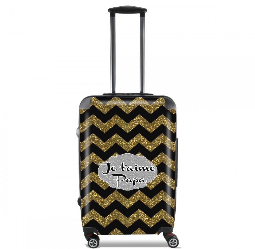  chevron gold and black - Je t'aime Papa for Lightweight Hand Luggage Bag - Cabin Baggage