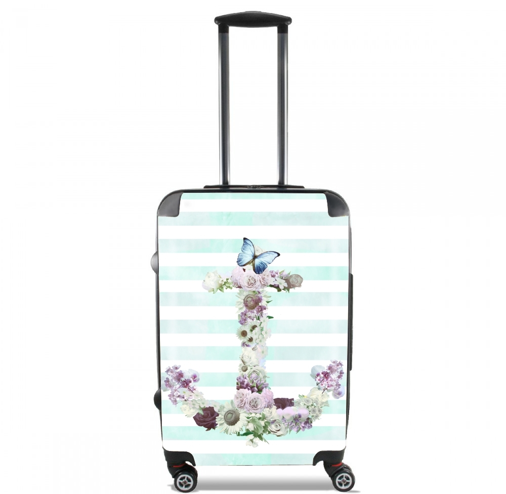  Floral Anchor in mint for Lightweight Hand Luggage Bag - Cabin Baggage