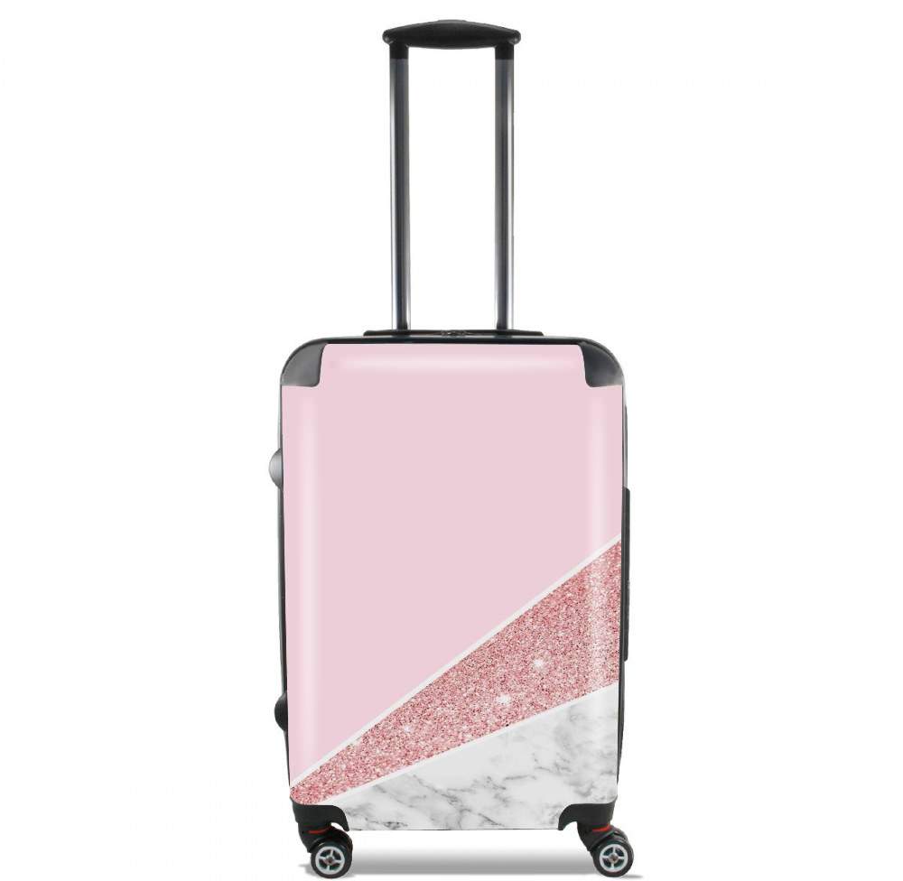  Initiale Marble and Glitter Pink for Lightweight Hand Luggage Bag - Cabin Baggage