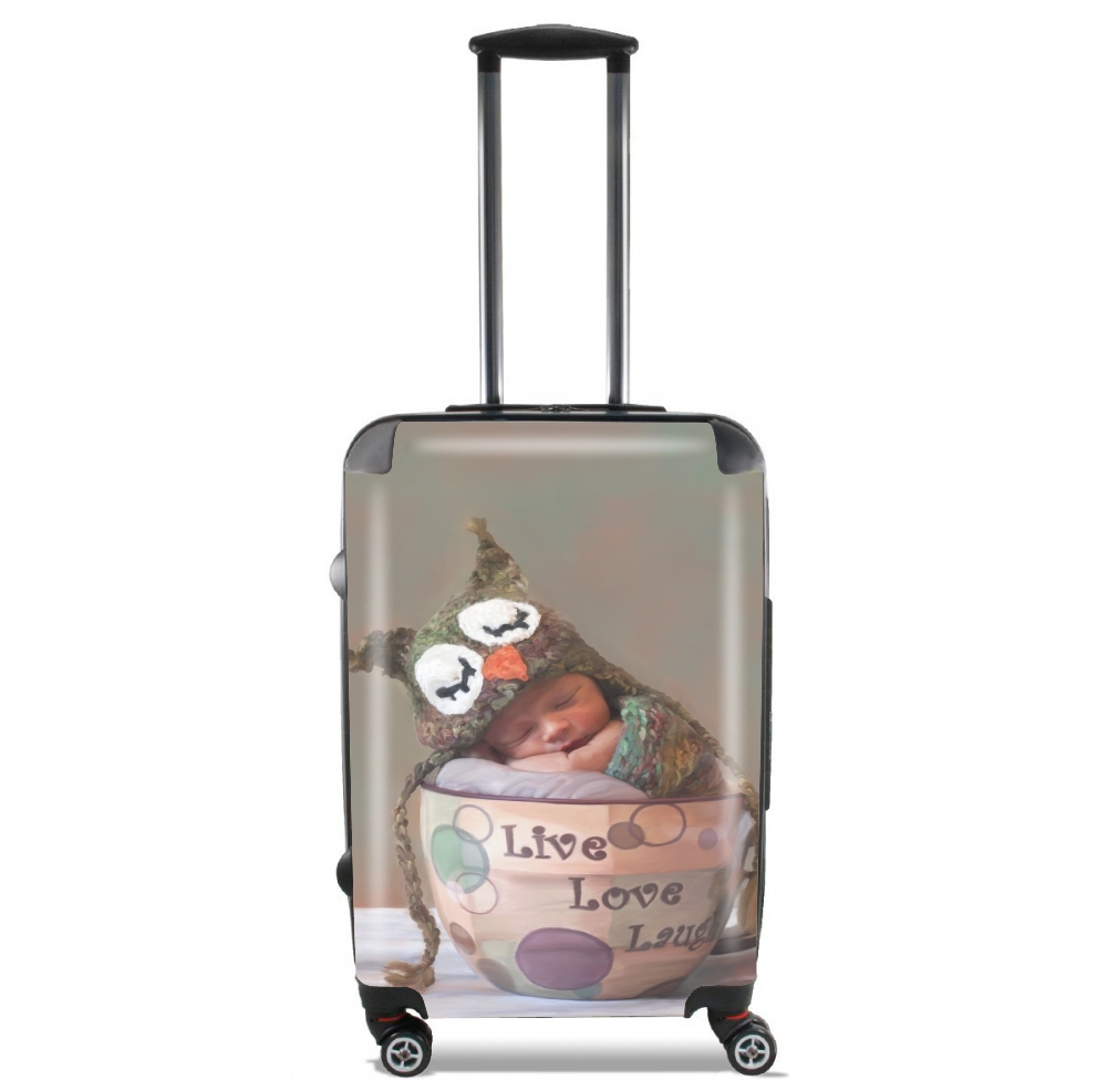 Painting Baby With Owl Cap in a Teacup for Lightweight Hand Luggage Bag - Cabin Baggage