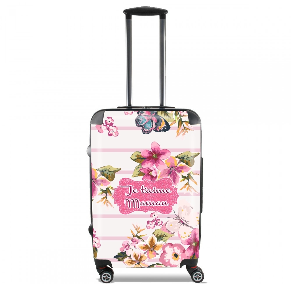  Pink floral Marinière - Je t'aime Maman for Lightweight Hand Luggage Bag - Cabin Baggage