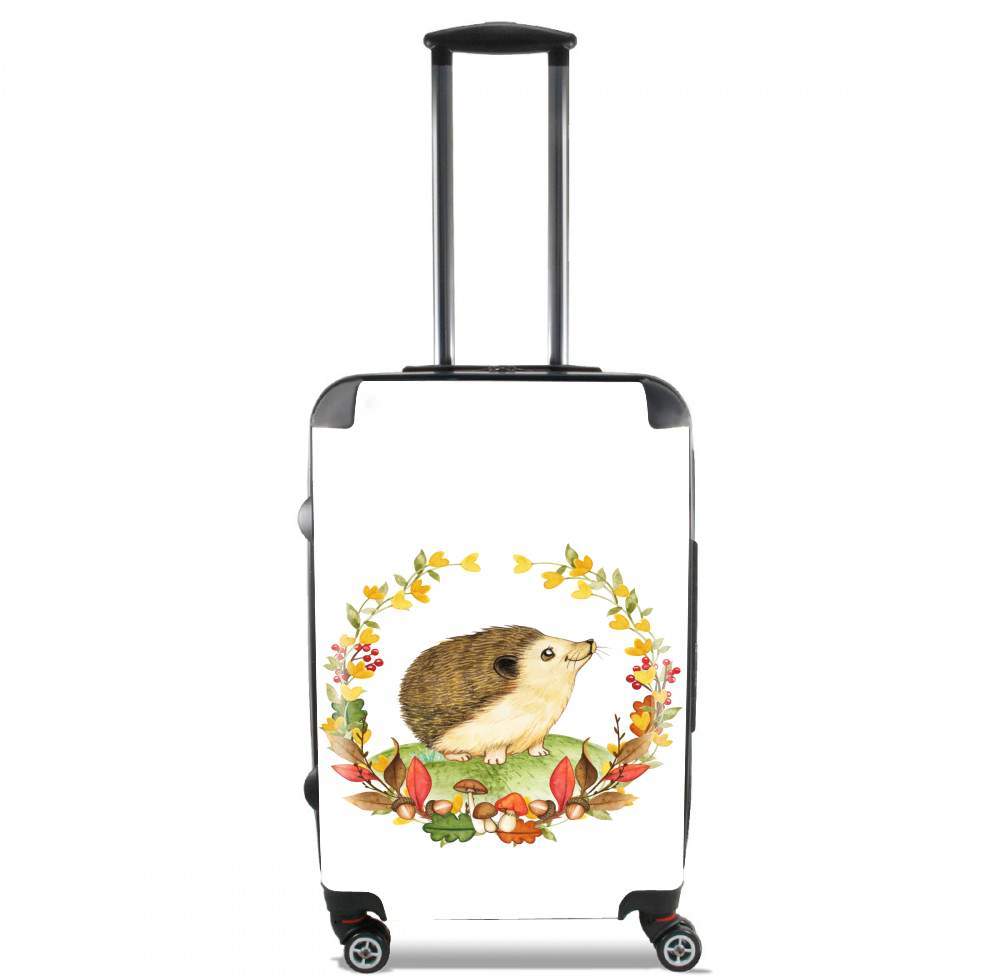  watercolor hedgehog in a fall woodland wreath for Lightweight Hand Luggage Bag - Cabin Baggage