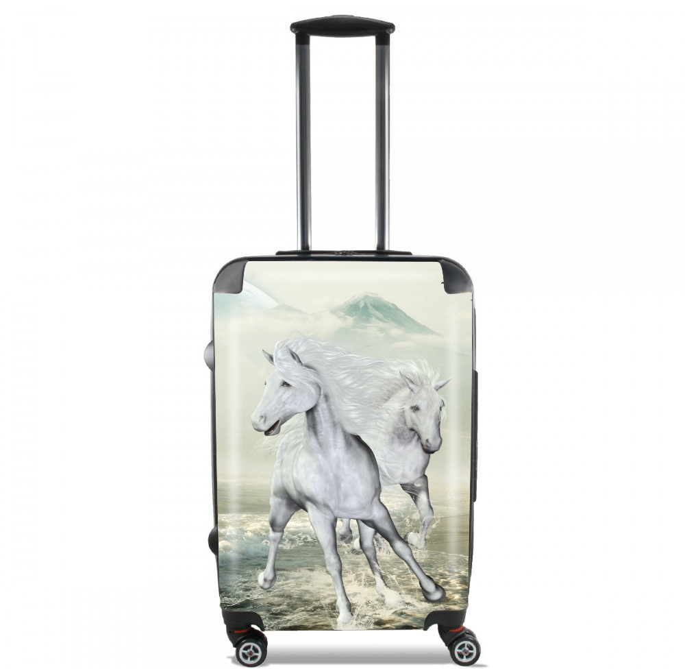  White Horses on the beach for Lightweight Hand Luggage Bag - Cabin Baggage